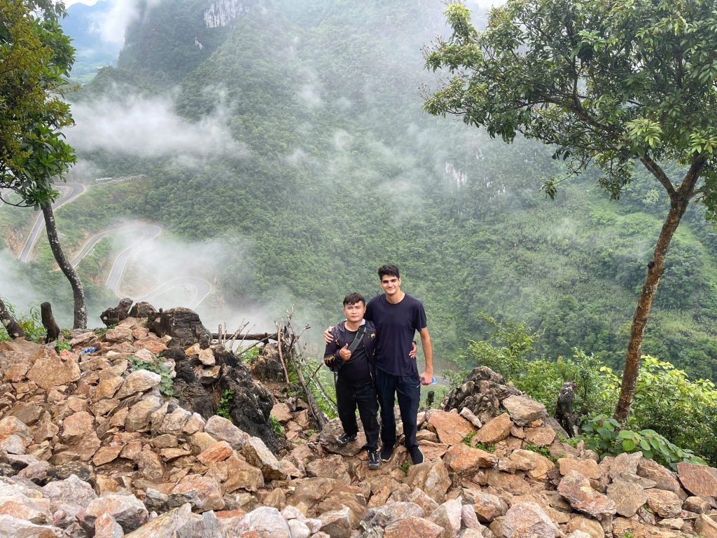Tourist standing on top of the passs